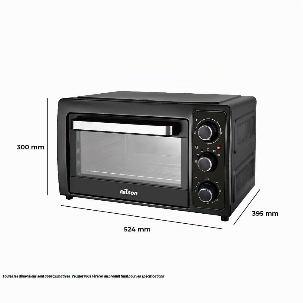 Four de bureau 28 l, convection, 1500 W, 5 fonctions de cuisson, contrôle mécanique, NHS2800N, thermostat réglable, température maximale 230°, minuterie 60 min