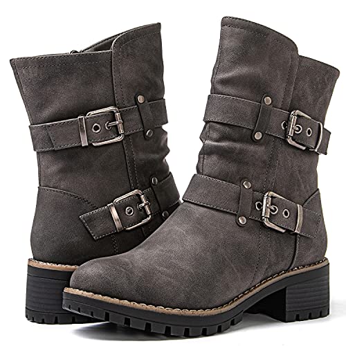 GLOBALWIN Women's Biker Boots, Black, GW-W21YY13, Ankle Boots, Bootie, Zip Closure, Block Heel, All-Day Comfort, Versatile, Ethically Made2