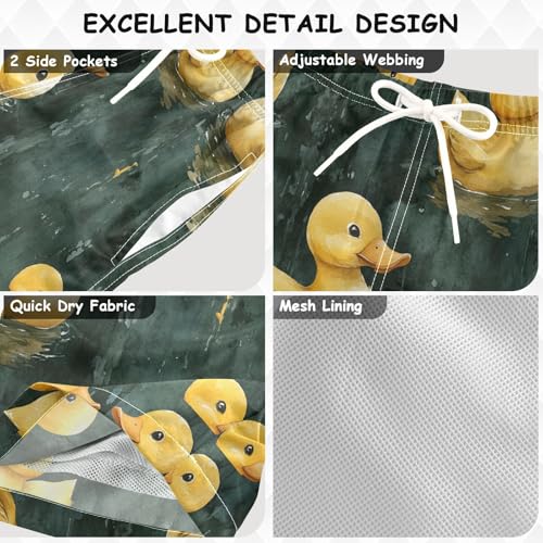 Pigsaly Boys' Swim Board Shorts Watercolor Funny Yellow Ducks Boy's Swim Trunks Kids Swimwear 2T3