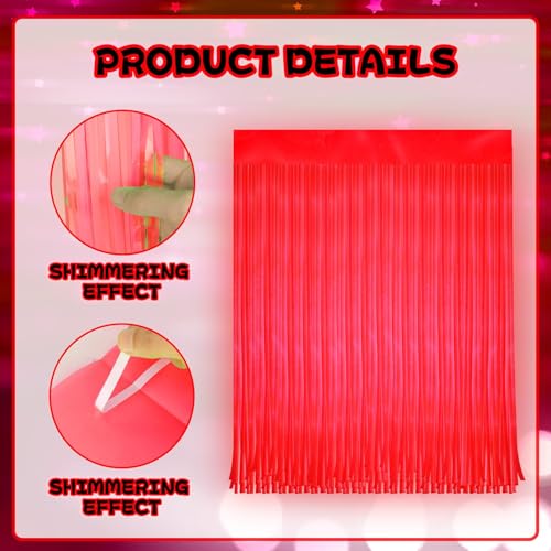 Image of 6 Pack Glow in The Dark Curtains Party Supplies 6.6 x 3.3 Ft Glow Tinsel Foil Fringe Curtains Colorful Photo Booth Prop Backdrop Streamer for Birthday Holiday Neon Party Decorations