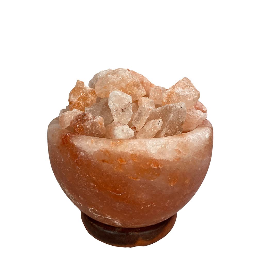 Bol à sel avec morceaux de sel Ø 18 cm - lampe pour maison ou sauna - bol feu