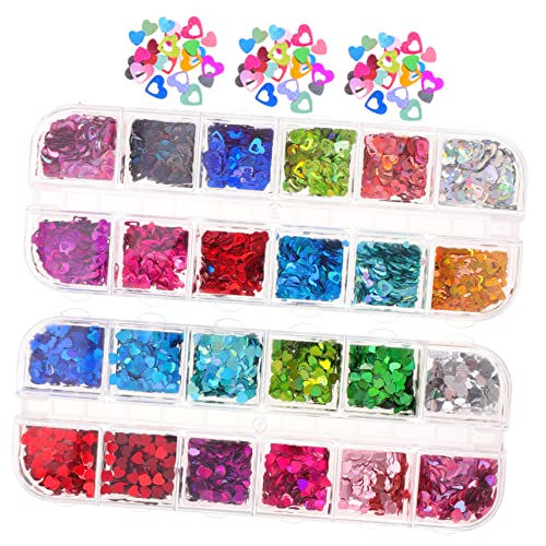 FRCOLOR 2 Boxes Heart Nail Art Glitters Charms for Nails Glitter for Nail Design DIY Manicure Decorations