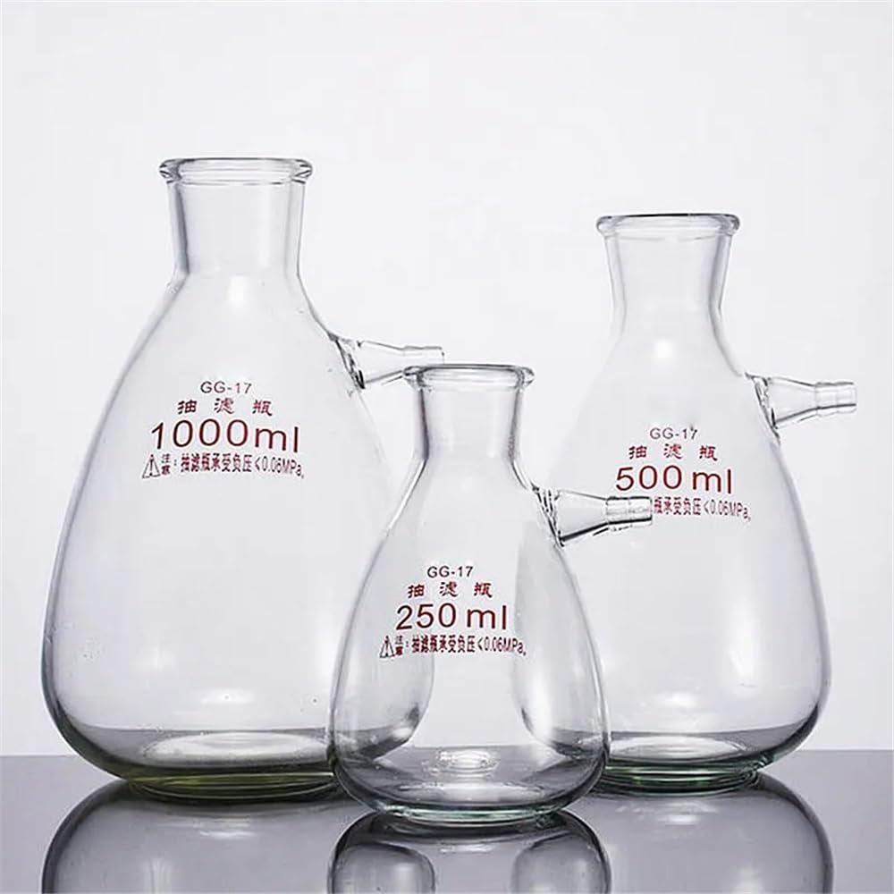 Vetreria da laboratorio 1 bottiglia da laboratorio con beuta di aspirazione sottovuoto in vetro borosilicato ad alta densità da 125/250/500/1000 ml con bocca superiore(1000ml)