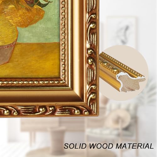 Image of 16x20 Frames Gold Picture Frame Vintage Wood Ornate | Shatter-resistant Plexiglass, Wall Hanging