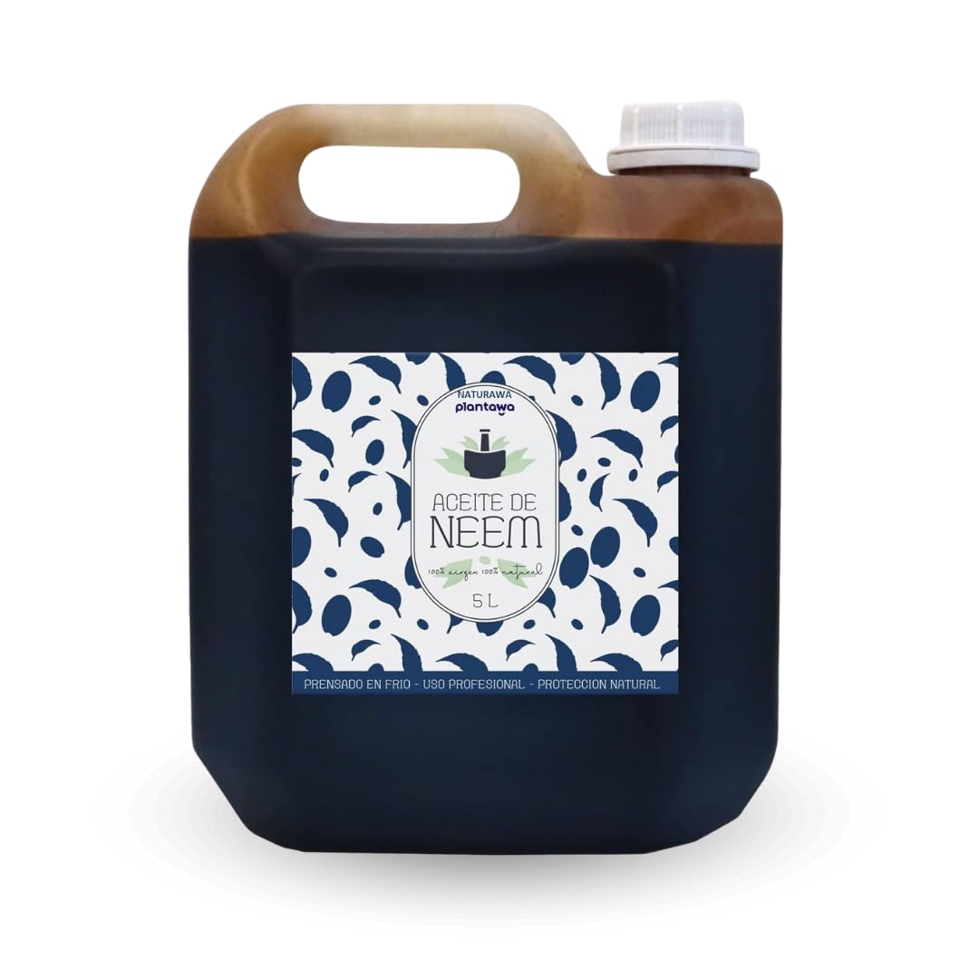 PLANTAWA Aceite de Neem 5L | Materia Prima de Origen Natural para Preparaciones Caseras | Prensado en Frío | Uso Interior y Exterior | Formato Económico y Versátil