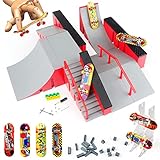 CS COSDDI Finger Skateboard und Rampe Zubehör Set, Fingerboard Skate Park Spielzeug Set, DIY Montage Skate Park Kit Fingerspielzeug Mit Rampe Parks Für Fingersportarten, Geschenk Für Kinder