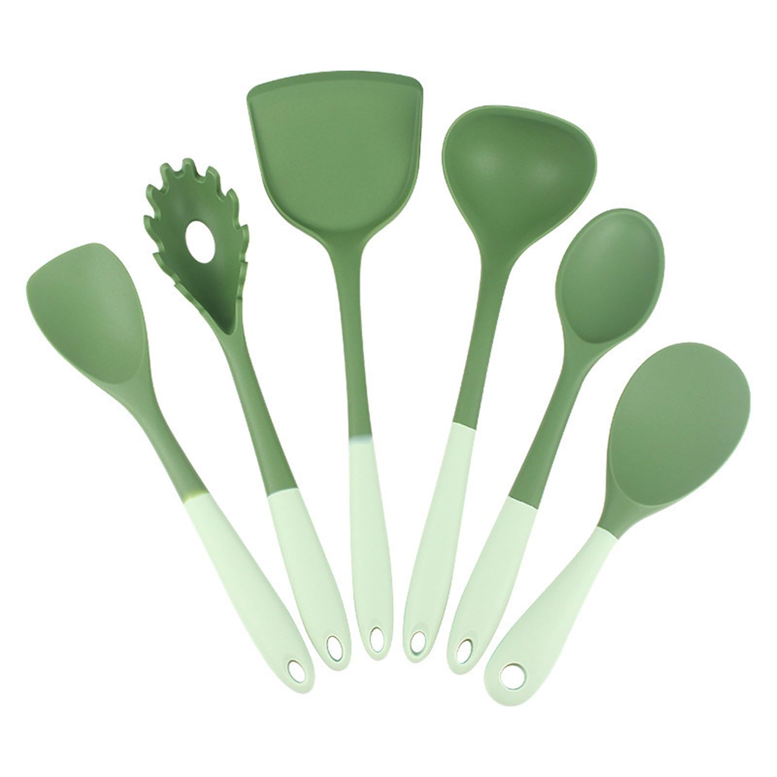 Set Utensilios De Cocina De Silicona Juego de utensilios cocina silicona 6 piezas: cucharón for sopa, espátula ranurada, cuchara for pasta, raspadores for ensalada y miel(6-piece set-bag)
