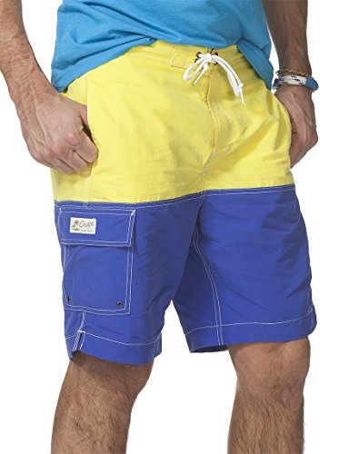 Chaps by Ralph Lauren Men's Color Block Swim Trunks (X-Large, Acid Yellow)