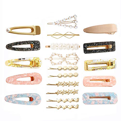 Hair Barrettes for Women Girls, Fashion Sweet Artificial Pearl Hair Clips Geometric Barrette Decorative Bobby Pins Bow Alligator Clips for Party Wedding Daily (20 pcs),Thanksgivingday Christmas Day