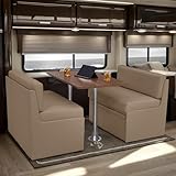 Qualitex Ethos RV Dinette, Bed with Storage and Oak Table, Ultimate Leather, Light Sand