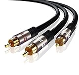 mono cinch kabel 20m Y-Kabel // 1x RCA Cinchstecker zu 2x RCA Cinchstecker // Robuste Vollmetallstecker mit vergoldeten Kontakten