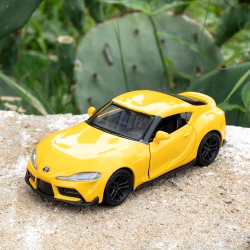imtfzct 1/36 Toyota Supra Modellauto, Spielzeugauto mit Pull Back Funktion, Türen zum Öffnen, Freizeitspielzeug, Auto Geschenk für Jungen und Mädchen (gelb)