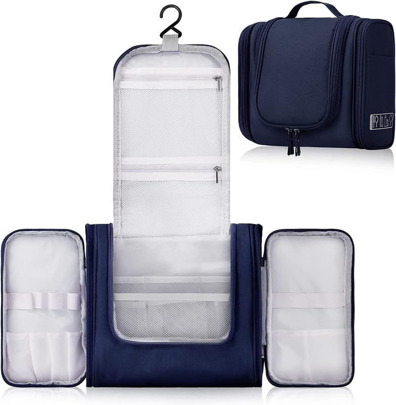 Image of Toiletry Bag for Women & Men | Travel Bag for Makeup and Cosmetic | Shaving Kit Bag | Navy Blue, Pack of 01