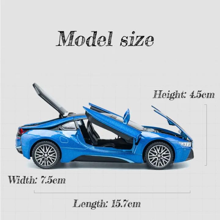 Image of Invite Enterprise 1:32 B -M-W i8 Toy Car Metal Pull Back Diecast Car with Openable Door and Sound Light, Gifts Toys for Kids (White Color)