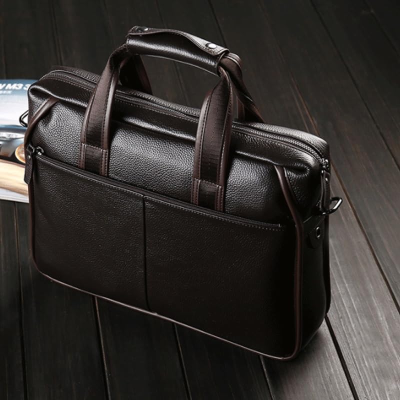 Nordic Men's Diagonal Cross Bag Horizontal Briefcase Shoulder Genuine Leather Bag for Office Commute 5