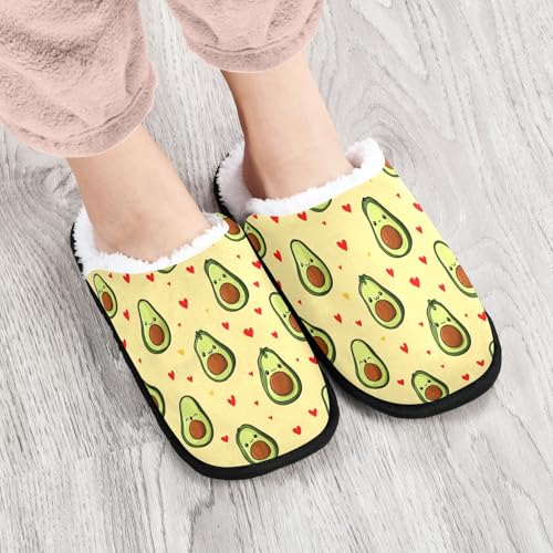 Drawn Yellow Cartoon Avocado Slippers For Women Men Soft Memory Foam Non-Slip Fruit Winter Indoor House Shoes Travel Slipper4