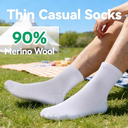 Image of 3 Pairs 90% Merino Wool Ankle Socks, Thin All-Season Casual Soft Breathable for Men Women