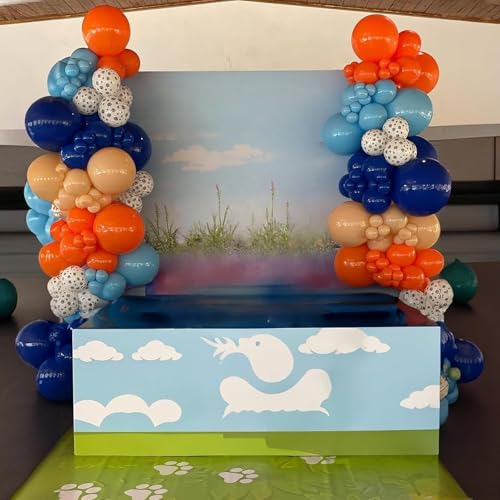 Image of Blue and Orange Balloons, 12 Inch Light Royal Blue Pastel Orange Confetti Balloon, White Helium Balloons for Kids Boys Theme Party Baby Shower Happy Birthday Party Decoration Supplies