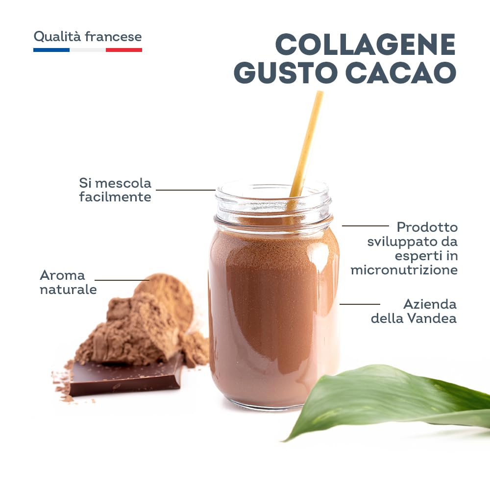 Vitavea Collagene Cacao Doypack - 2500 mg di Collagene Marino Idrolizzato Tipo 1 e 3 - Con Vitamina C, E, Selenio - Azione Antirughe - Pelle Luminosa - Gusto Cacao -150 g