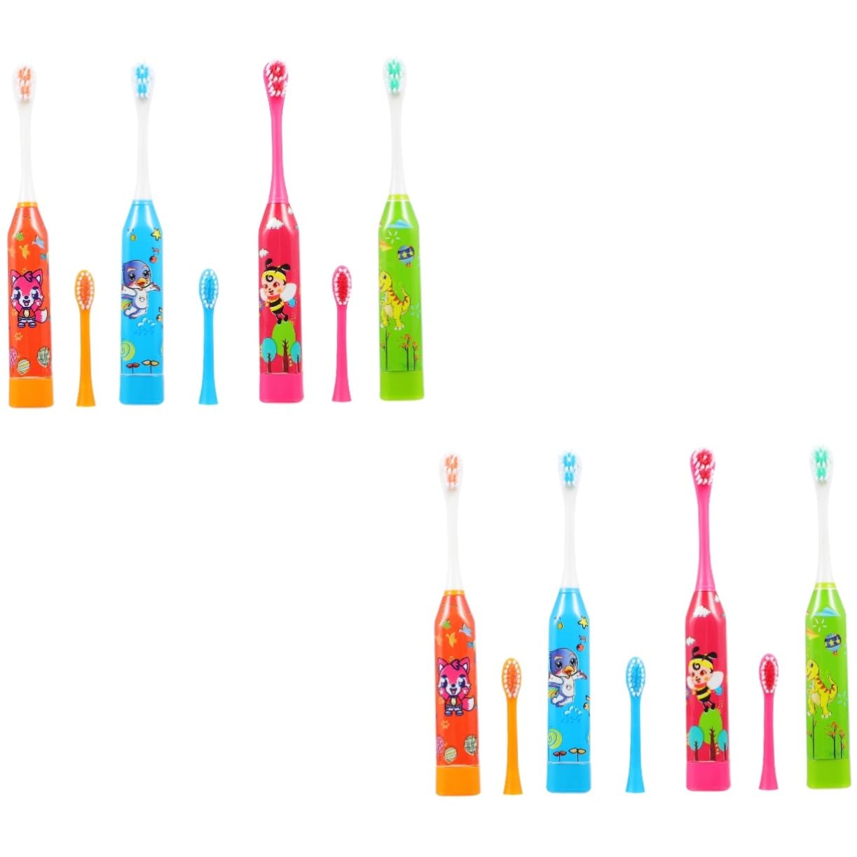 Mobestech 8pezzi Spazzolino Elettrico Per Design e Portatile Pulizia Profonda e Per Rimuovere Placca e Macchie Materiale Sicuro Per Gengive Sensibili Facile Da Usare e Divertente Per Piccoli