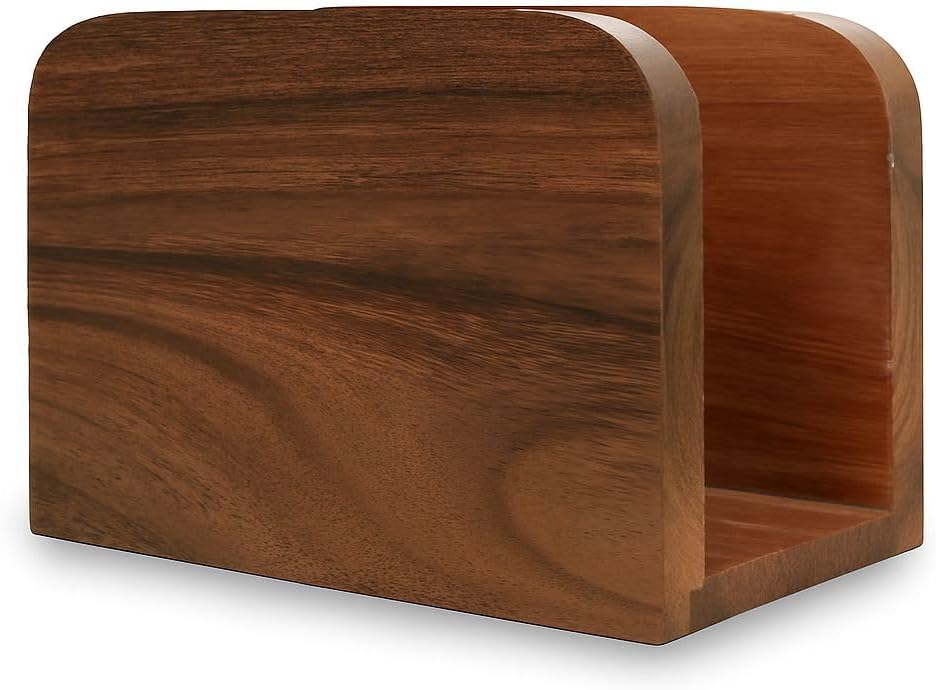 Acacia Wood Napkin HolderforTable,Wooden Napkin Holders for Kitchen,Standing Napkin Dispenser for Kitchen Dining Room Party Use, Kitchen Table Decor (Brown Acacia wood)
