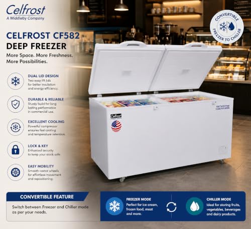 Image of CF582 536 L Convertible Double-Door Freezer - White, High-Capacity, Convertible Fridge-Freezer Function with 4 year comprehensive warranty