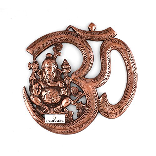 Image of Collectible India Ganesha Wall Hanging Sculpture Ganesh Om Metal Idol Home Decor Ganpati Lucky Feng Shui Decorative Wall Mask