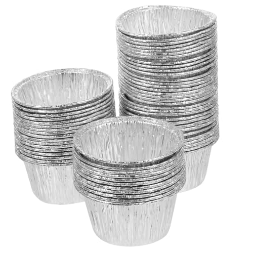 Zerodeko 100 piezas Moldes Desechables para Tartaletas Redondas de Aluminio Unidades Resistentes al Horno y Congelador para Flanes Mini Tartas y Postres Caseros