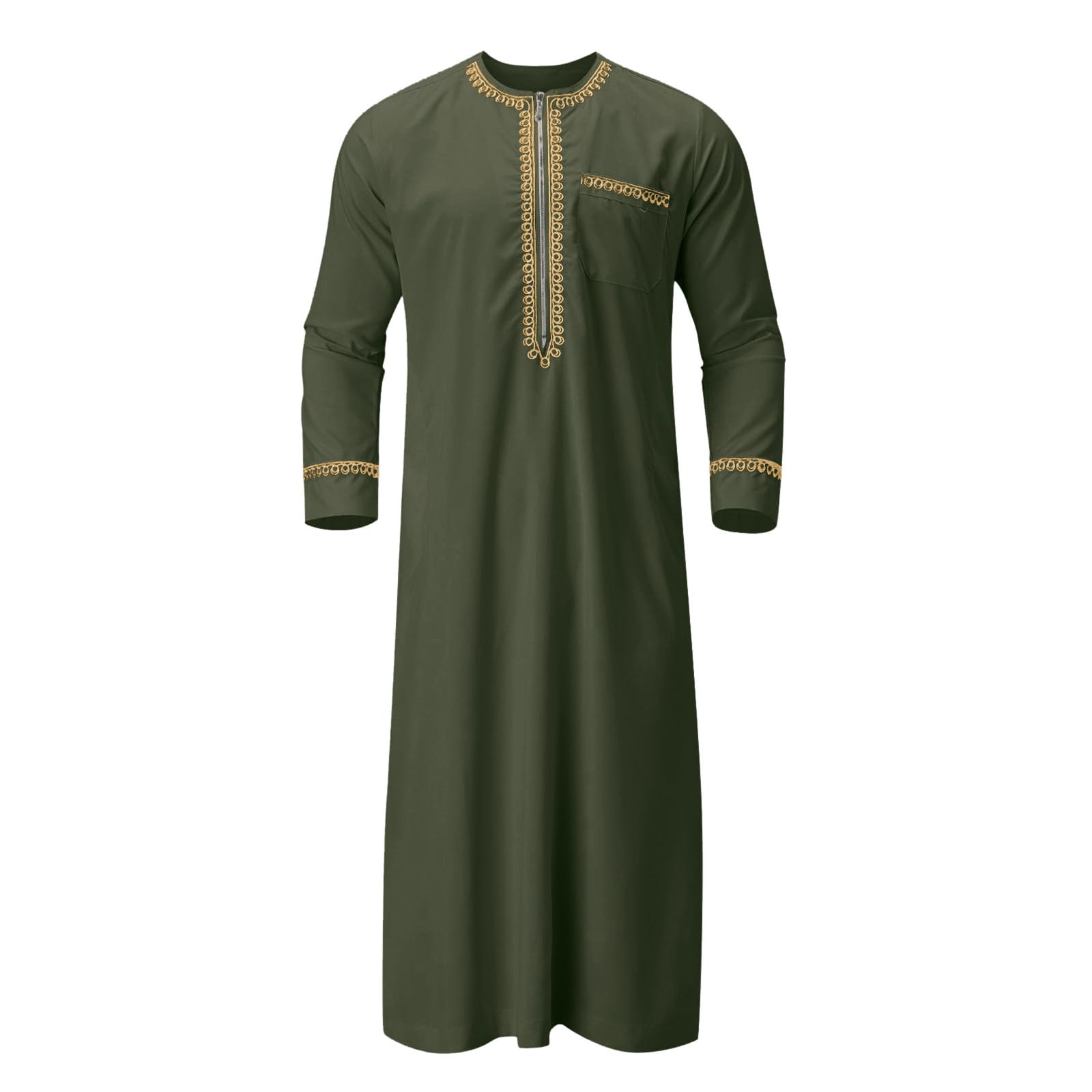 Qamis Homme Musulman Caftan à manches longues pour homme en coton et lin