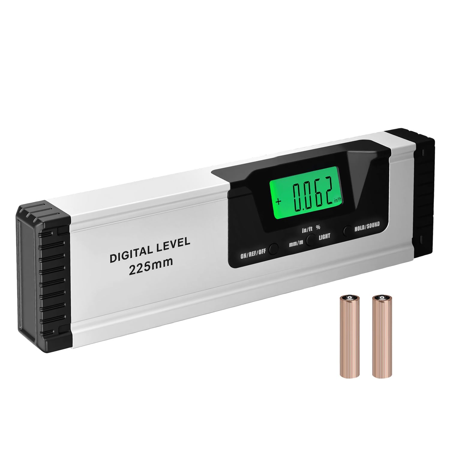 Wigearss Niveau Magnétique Numérique, Aiguille de Biseau avec Base Magnétique, Écran LED et Rétroéclairage, Inclinomètre Numérique pour Menuiserie, Bâtiment, 225 mm