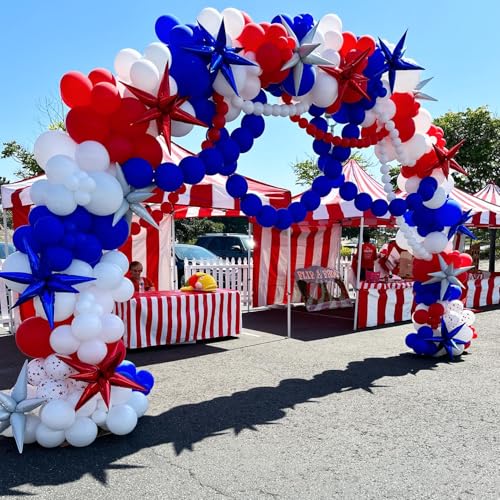 Image of Red White and Blue Balloon Garland Arch kit 155pcs with Star, Different Size Red White Blue Balloons for 4th of July Patriotic Party Graduation Memorial Day Anniversary Birthday Party Decor