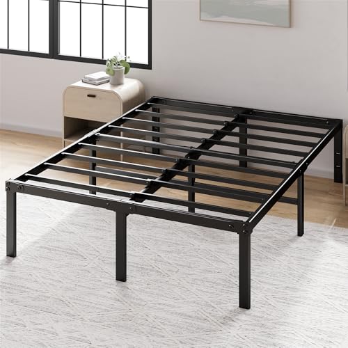 Image of ZINUS Yelena 18 Inch Metal Platform Bed Frame, Steel Slat Support, No Box Spring Needed, Eco Friendly WonderBox(TM) Packaging, Easy Assembly, Black, King