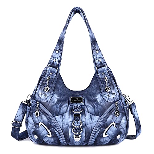 Angel Kiss Hobo Geldbörsen und Handtaschen für Damen, Umhängetasche, Handtasche, Damen, große tägliche Schultertaschen, 7028#12blau