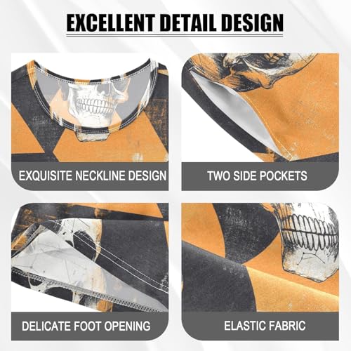 ALAZA Vintage Skulls Geometric Pajama Set Short Sleeve Sleepwear Soft Lounge Nightwear4