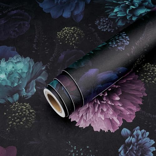 Papier peint floral noir repositionnable et imperméable - 7