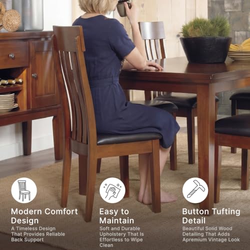 Image of Signature Design by Ashley Berringer Dining Chairs Set of 4, Classic Wood Spindle-Back Design, Cushioned Microfiber Seat, Rustic Finish for Kitchen & Dining Room Chair, Walnut