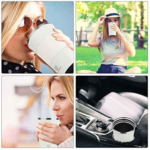 12 oz Stainless Steel Vacuum Insulated Tumbler - Coffee Travel Mug Spill Proof with Lid - Thermos Cup for Keep Hot/Ice Coffee,Tea and Beer (White)