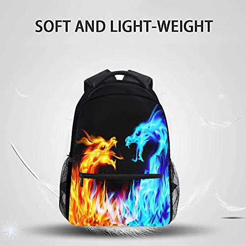 Kcldeci Red Blue Fire Dragon School Laptop Backpack Galaxy Teens Girls Boys Kids School Bags Bookbag, Monster Animal Water Resistant College Travel Computer Notebooks Daypack For Men Women #TOP1