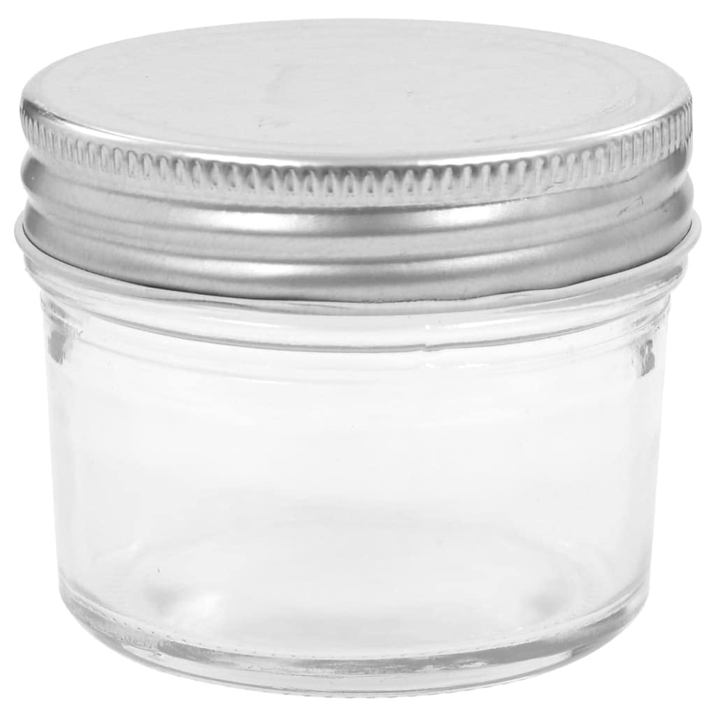 Juego de 96 tarros de cristal de 110 ml con tapa de rosca plateada, pequeños tarros de almacenamiento para mermelada, chutney, especias y delicatessen, tarros vacíos para llenar