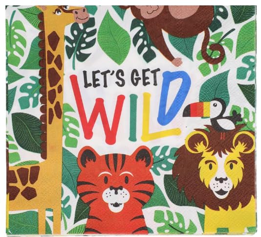 Generic Let's Get Wild, Jungle Theme, Luncheon Napkins, 25 count