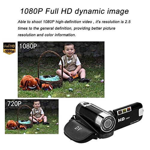 Câmera de vídeo digital HD 1080p TFT LCD 24MP 16X Zoom DV AV Visão Noturna (Preta)
