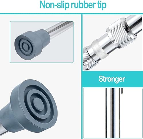 Miniatura 5 de Bastón para personas mayores y discapacitados, bastón ajustable con mango en T, bastón para hombres y mujeres, 1 par, color plateado