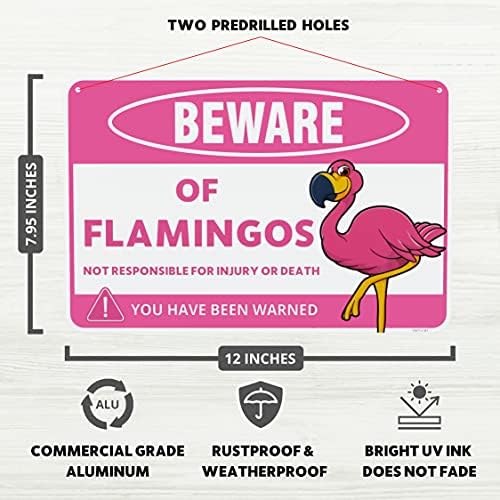 Venicor Flamingo Sign - 8 x 12 Inches - Aluminum - Pink Flamingo Gifts for Women Adults - Outdoor Wall Decor image 5