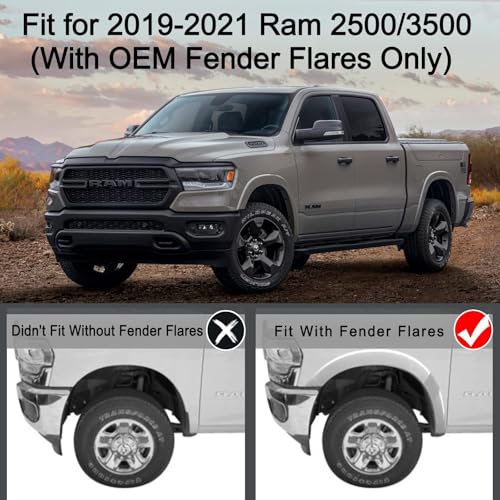 Image of Tecoom Truck Mud Splash Guards Fit for Ram 2500 3500 2019-2023 with OEM Fender Flares, Not for Power Wagon, Black Front and Rear Mud Flaps Set of 4