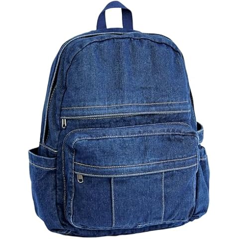 YunZh Denim Backpack Casual Style Lightweight Jeans Backpacks Classic Retro Travel Daypack Cover