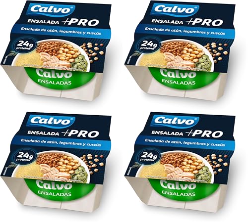 Calvo Ensalada +PRO Atún, Legumbres y Cous Cous 190g (Paquete de 4)