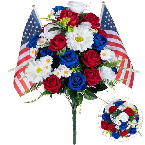 Memobloom Memorial Day Flowers with Flags