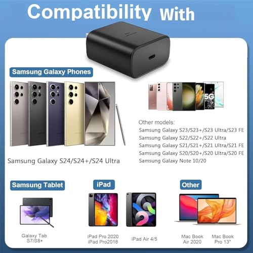 Image of 45W Super Fast Charger Compatible with Samsung Galaxy S26 /S25 /S24 /S23 /S22 /S21 /S20 (Ultra /Plus /Fe), Z Fold /Flip /S /A /F /M Series | Type C PD 3.0 Charger Adapter,Black |BIS Certified