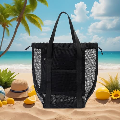 Mesh Beach Bag - Women Beach Grocery Mesh Tote,Spacious Lightweight Gym Travel Accessories for Clothes Towels Toys Shopping3