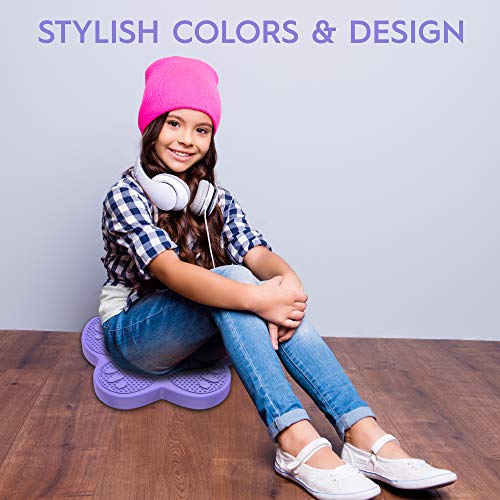 Image of Shaped Wiggle Seats by Bouncyband-Purple Butterfly, 13 inchx11 inchx2.2 inch-Inflatable Sensory Cushion for Kids, Improves Student Productivity and Focus, Comes with Easy-Inflation Pump to Customize Firmness